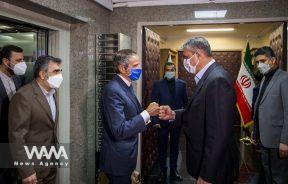 International Atomic Energy Agency (IAEA) Director General Rafael Grossi meets with head of Iran's Atomic Energy Organization Mohammad Eslami, in Tehran, Iran, September 12, 2021. WANA (West Asia News Agency)