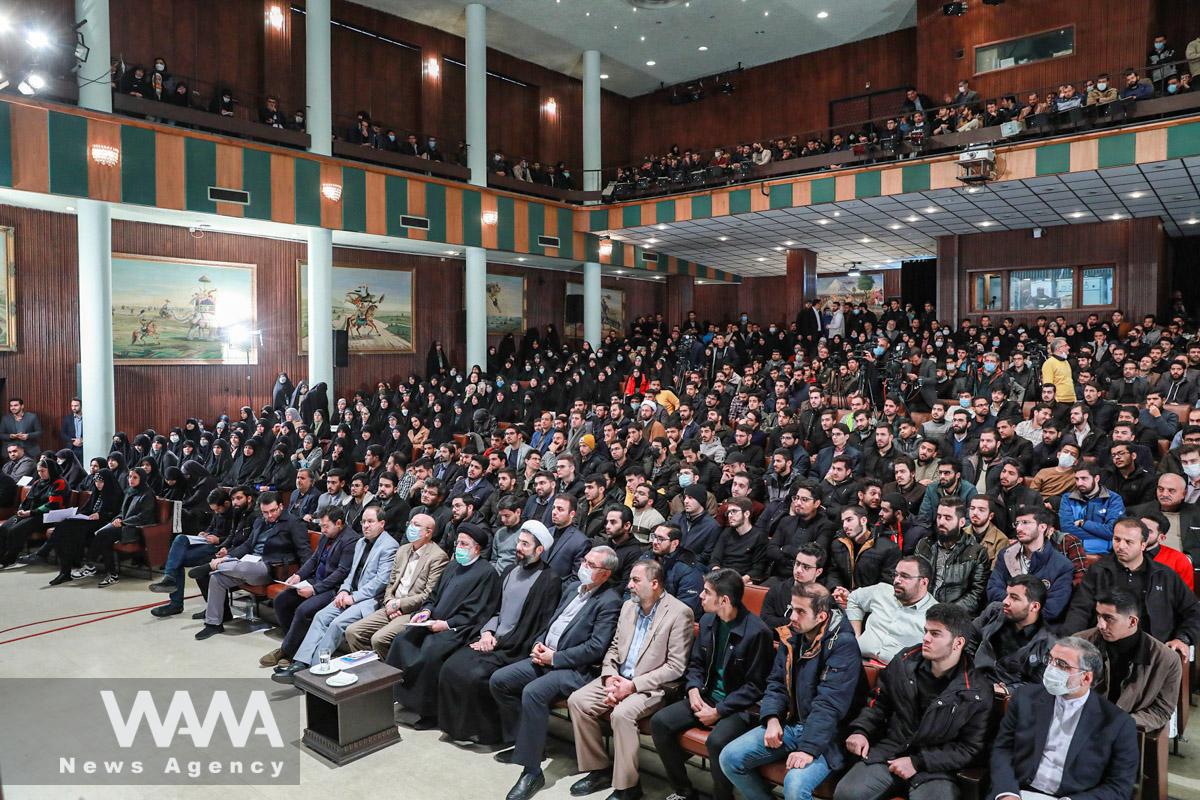 Iranian President Ebrahim Raisi attends the ceremony of National Student Day at Tehran University in Tehran, Iran, December 7, 2022. Presidential Website/WANA (West Asia News Agency)