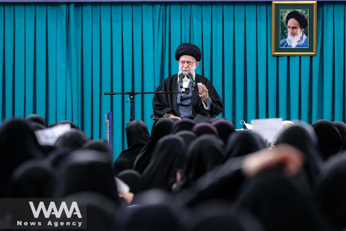 Iran's Supreme Leader Ayatollah Ali Khamenei attends a meeting with a group of Iranian women in Tehran, Iran January 4, 2023. Office of the Iranian Supreme Leader/WANA (West Asia News Agency)