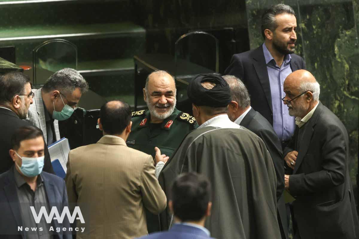 Islamic Revolutionary Guard Corps (IRGC) Commander-in-Chief Major General Hossein Salami attends parliament meeting in Tehran, Iran, January 22, 2023. Majid Asgaripour/WANA (West Asia News Agency)