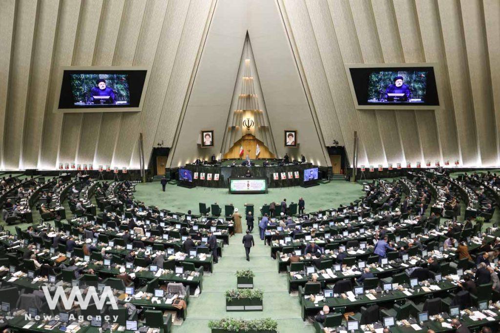 Iranian President Ebrahim Raisi speaks during a parliament meeting in Tehran, Iran, January 22, 2023. Majid Asgaripour/WANA (West Asia News Agency)