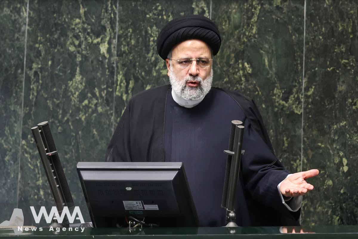 Iranian President Ebrahim Raisi speaks during a parliament meeting in Tehran, Iran, January 22, 2023. Majid Asgaripour/WANA (West Asia News Agency)