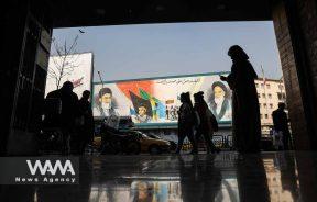 A mural depicting Iran's Supreme Leader Ayatollah Ali Khamenei and Iran's late leader Ayatollah Ruhollah Khomeini is seen on a building in Tehran, Iran January 25, 2023. Majid Asgaripour/WANA (West Asia News Agency)