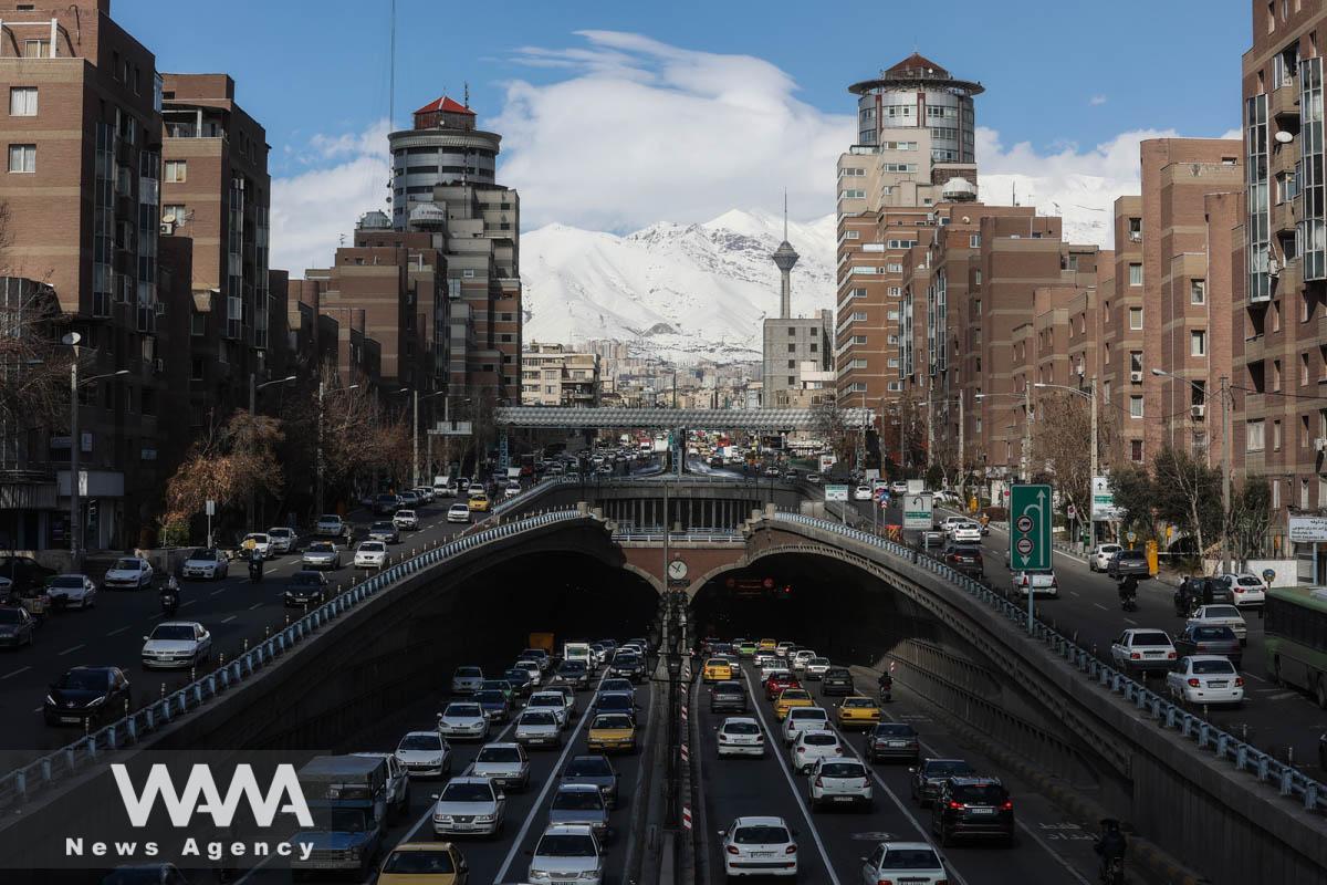 A general view while cars pass in a street in Teheran, Iran, February 1, 2023. Majid Asgaripour/WANA (West Asia News Agency)