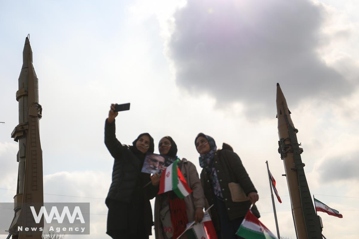 Iranian missiles are seen during the 44th anniversary of the Islamic Revolution in Tehran, Iran, February 11, 2023. Majid Asgaripour/WANA (West Asia News Agency)