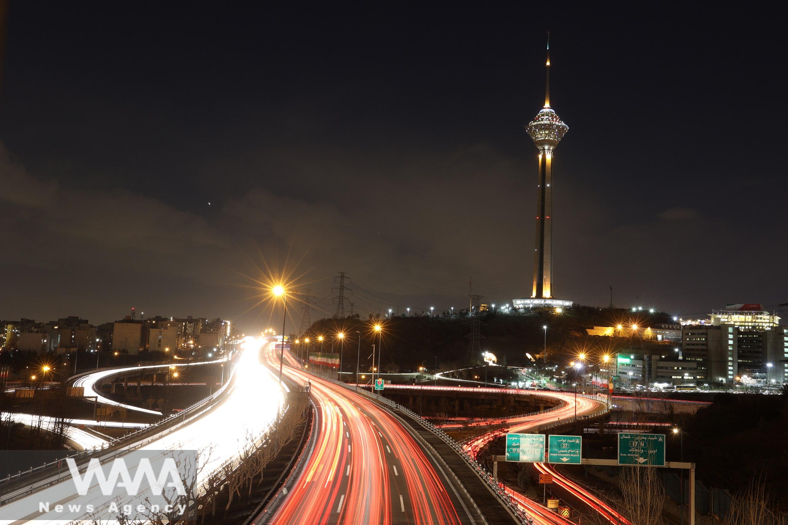 A view of Milad Tower at night - Tehran - Iran - Majid Asgaripour / WANA News Agency