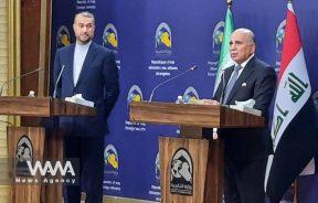Iranian (L) and Iraqi (R)foreign ministers' press conference. Baghdad . Feb 2023. Handout / WANA News Agency