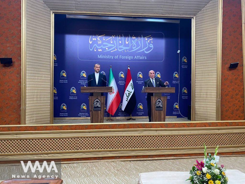 Iranian and Iraqi foreign ministers' press conference. Baghdad . Feb 2023. Handout / WANA News Agency