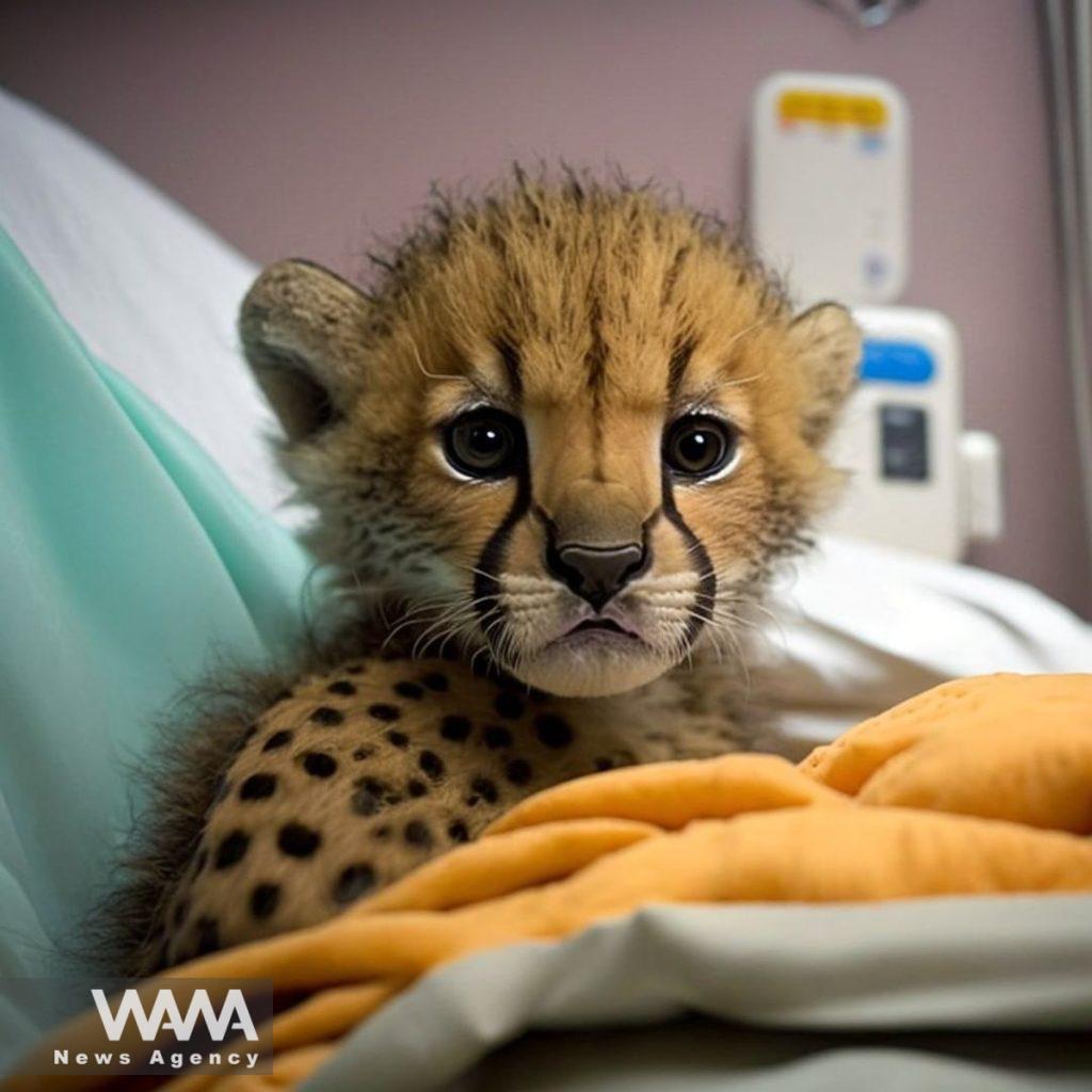 Pirouz is an Asiatic cheetah born on 1 May 2022. hospitalized due to gastrointestinal disease. Social Media / WANA News Agency