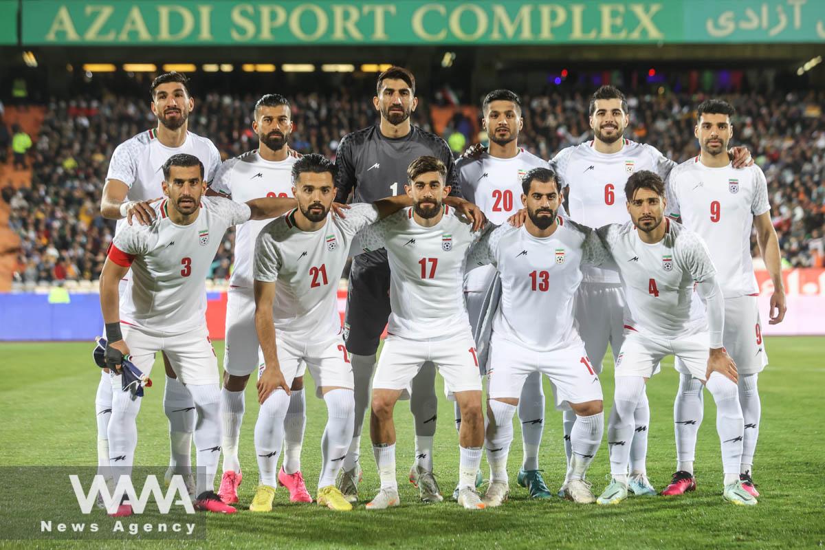 Soccer Football - International Friendly - Iran v Russia - Azadi Stadium, Tehran, Iran - March 23, 2023 Iran players pose for a team group photo before the match Majid Asgaripour/WANA (West Asia News Agency)