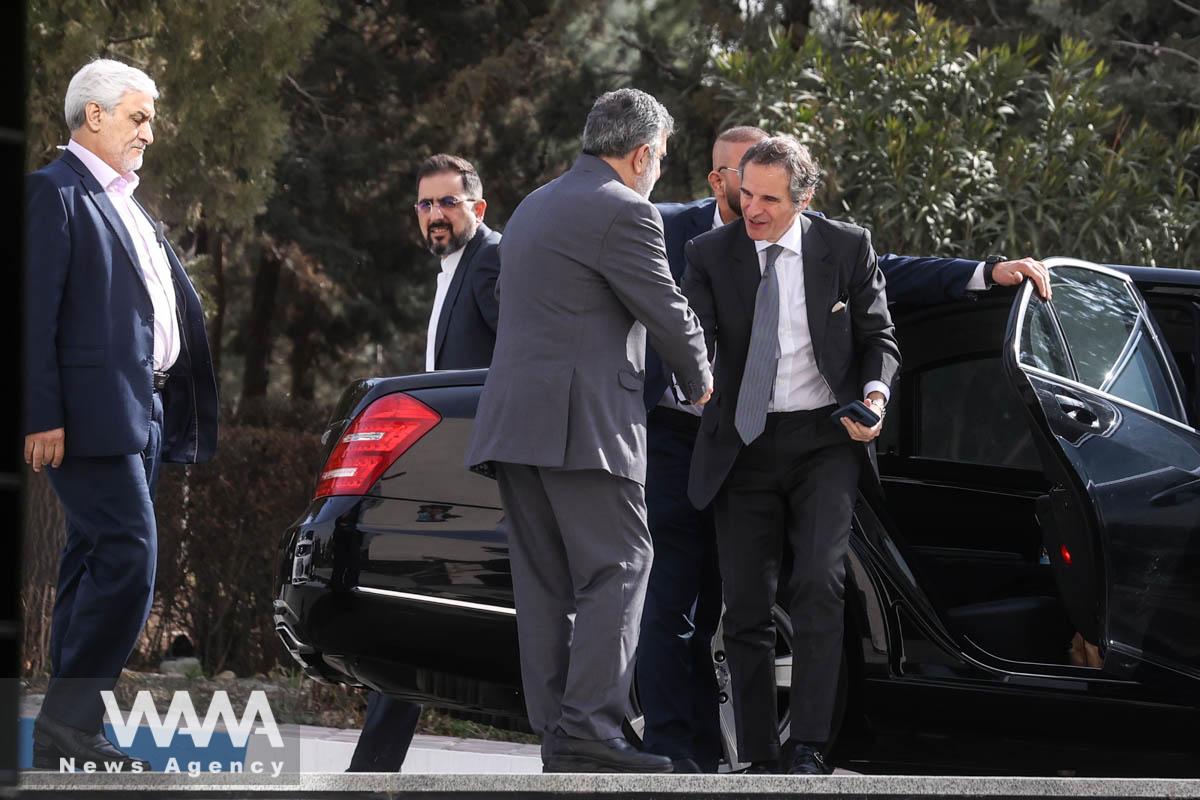 International Atomic Energy Agency (IAEA) Director General Rafael Grossi exits a car before his meeting with Head of Iran's Atomic Energy Organization Mohammad Eslami, in Tehran, Iran, March 4, 2023. Majid Asgaripour/WANA (West Asia News Agency)