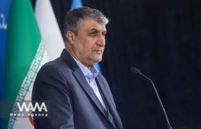 Head of Iran's Atomic Energy Organization Mohammad Eslami looks on during a news conference with International Atomic Energy Agency (IAEA) Director General Rafael Grossi as they meet in Tehran, Iran, March 4, 2023. Majid Asgaripour/WANA (West Asia News Agency)