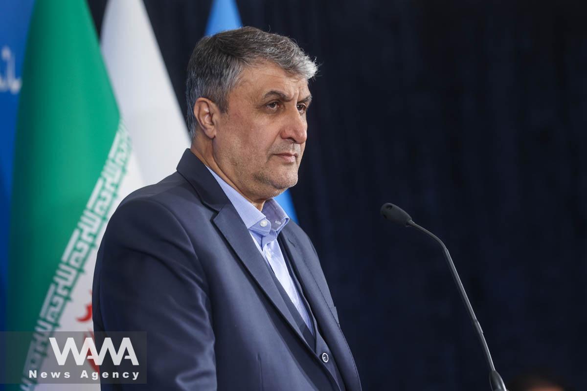 Head of Iran's Atomic Energy Organization Mohammad Eslami looks on during a news conference with International Atomic Energy Agency (IAEA) Director General Rafael Grossi as they meet in Tehran, Iran, March 4, 2023. Majid Asgaripour/WANA (West Asia News Agency)