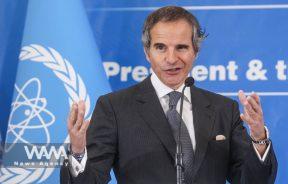 International Atomic Energy Agency (IAEA) Director General Rafael Grossi speaks on during a news conference with Head of Iran's Atomic Energy Organization Mohammad Eslami as they meet in Tehran, Iran, March 4, 2023. Majid Asgaripour/WANA (West Asia News Agency)