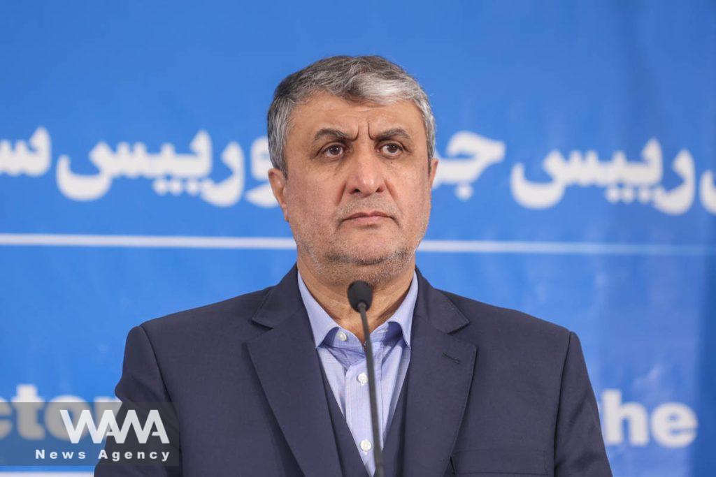 Head of Iran's Atomic Energy Organization Mohammad Eslami looks on during a news conference with International Atomic Energy Agency (IAEA) Director General Rafael Grossi as they meet in Tehran, Iran, March 4, 2023. Majid Asgaripour/WANA (West Asia News Agency)