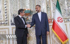 International Atomic Energy Agency (IAEA) Director General Rafael Grossi meets with Iran's Foreign Minister Hossein Amir-Abdollahian in Tehran, Iran, March 4, 2023. Majid Asgaripour/WANA (West Asia News Agency)