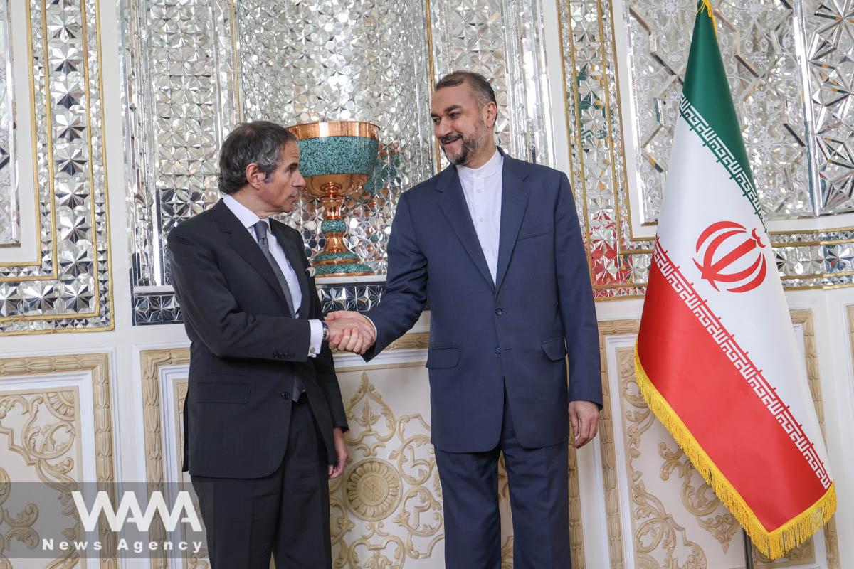 International Atomic Energy Agency (IAEA) Director General Rafael Grossi meets with Iran's Foreign Minister Hossein Amir-Abdollahian in Tehran, Iran, March 4, 2023. Majid Asgaripour/WANA (West Asia News Agency)