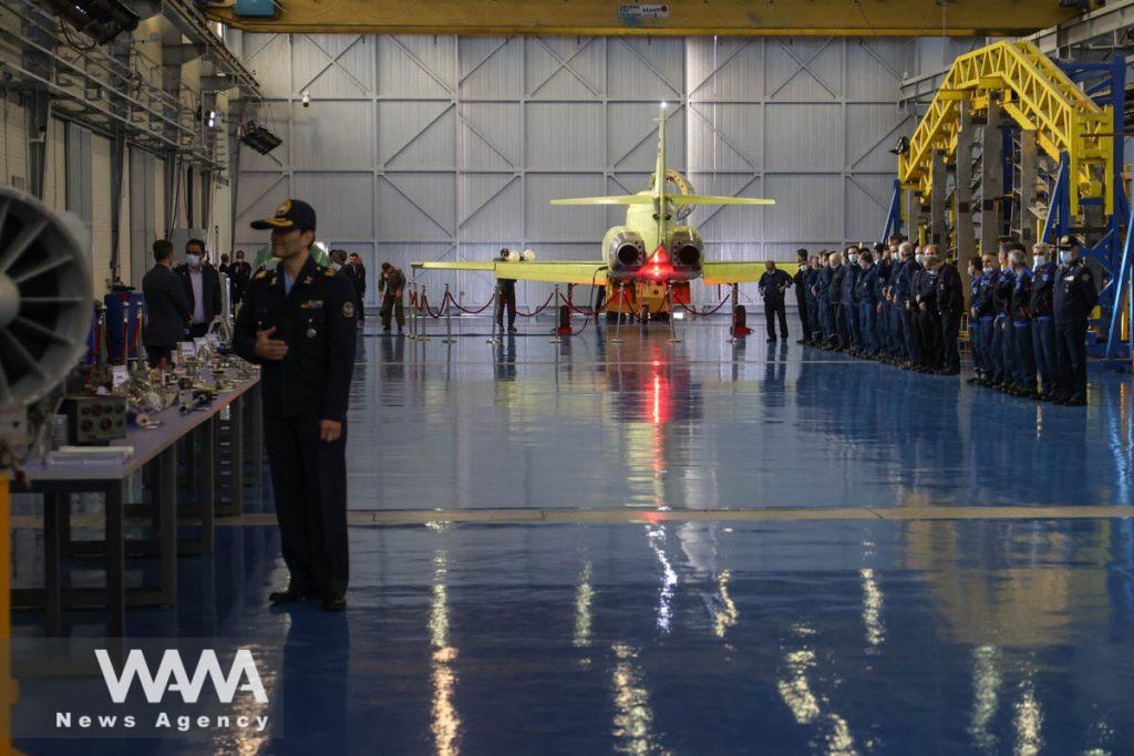 Yasin's training jet is seen during its unveiling ceremony in Tehran, Iran, March 11, 2023. Majid Asgaripour/WANA (West Asia News Agency)