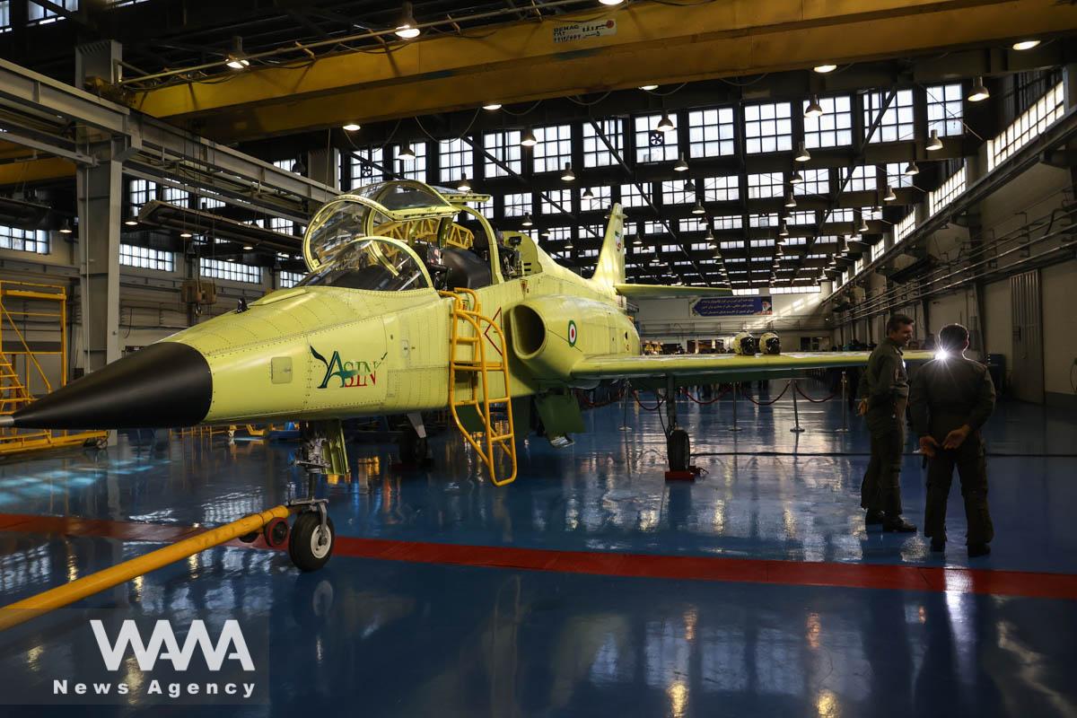 Yasin's training jet is seen during its unveiling ceremony in Tehran, Iran, March 11, 2023. Majid Asgaripour/WANA (West Asia News Agency)