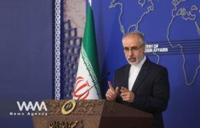 Iranian Foreign Ministry Spokesman Naser Kanaani speaks in his weekly press conference in Tehran, Iran, March 13, 2023. Majid Asgaripour/WANA (West Asia News Agency)