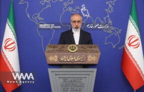 Iranian Foreign Ministry Spokesman Naser Kanaani speaks in his weekly press conference in Tehran, Iran, March 13, 2023. Majid Asgaripour/WANA (West Asia News Agency)