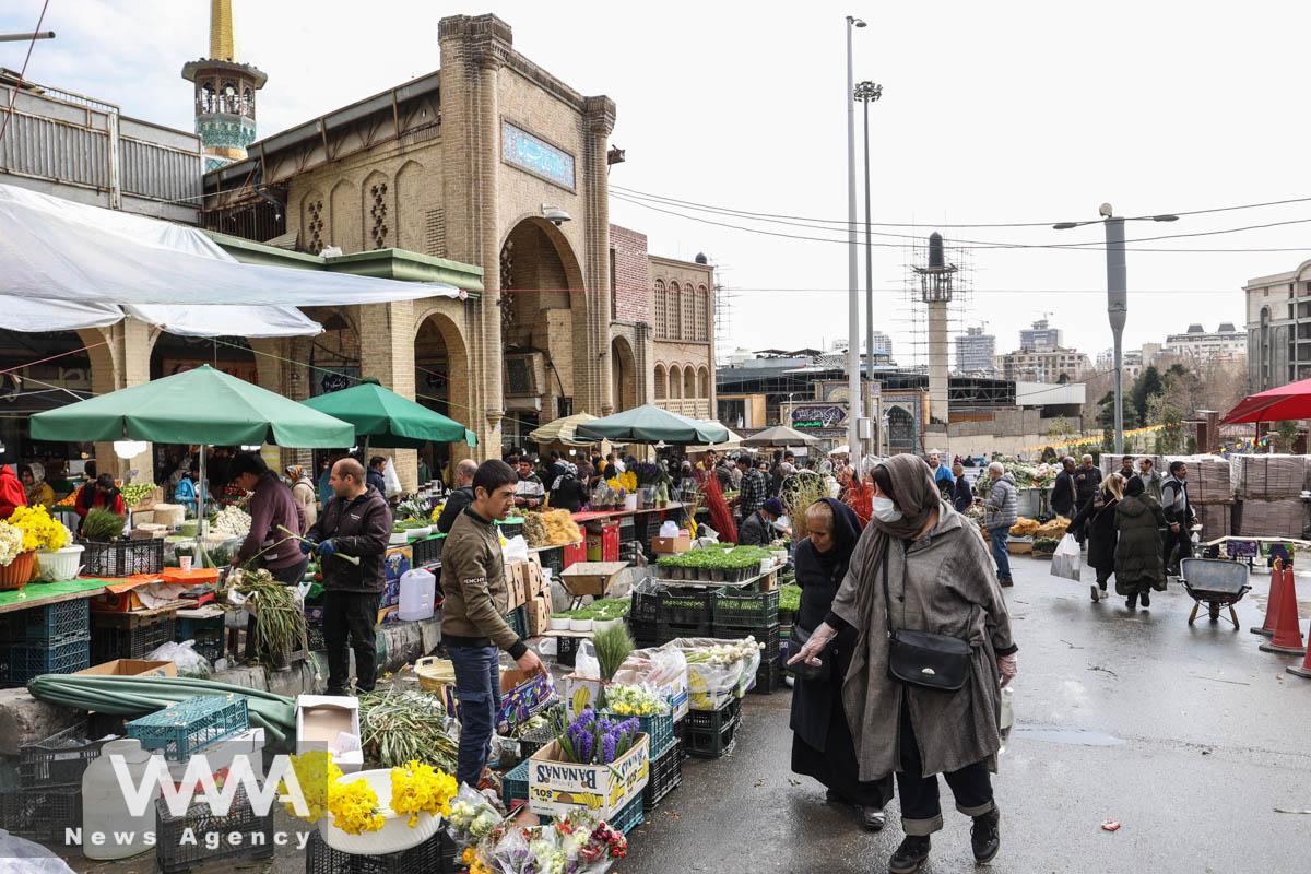 Iranian women shop at the Tajrish Bazaar, ahead of Nowruz, the Iranian New Year, in Tehran, Iran March 15, 2023. Majid Asgaripour/WANA (West Asia News Agency)