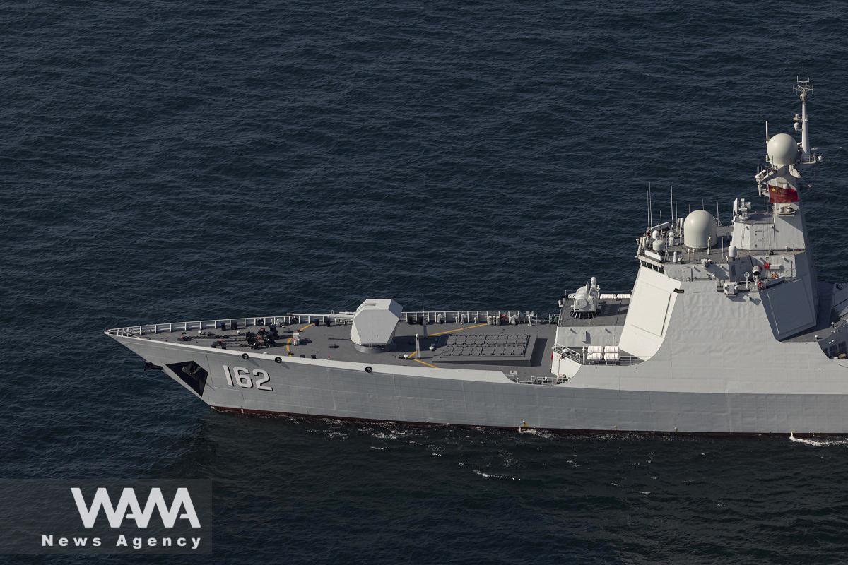 A Chinese warship is seen during a joint naval military drill between Iran, Russia, and China in the Gulf of Oman, Iran, in this picture obtained on March 17, 2023. Iranian Army/WANA (West Asia News Agency)