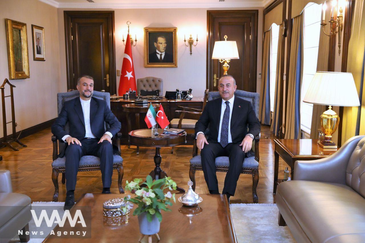 Iran’s foreign minister, Hossein Amirabdollahian meeting with Cavusoglu Turkey FM. Social Media / WANA News Agency