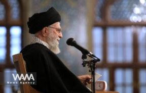 On the first day of the 1402 Iranian New Year (March 21, 2023), the Leader of the Islamic Revolution, Ayatollah Khamenei, delivered his annual speech in the Imam Reza's (pbuh) shrine. Leader office / WANA News Agency