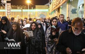 Iranian Shiite Muslims pray while marking the death anniversary of Imam Ali, during the holy month of Ramadan, at the shrine of Abdol-Azim in Tehran, Iran, April 11, 2023. Majid Asgaripour/WANA (West Asia News Agency)
