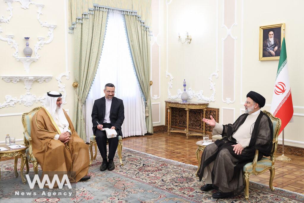 Iranian President Ebrahim Raisi meets with OPEC Secretary General Haitham Al-Ghais in Tehran, Iran, May 27, 2023. Iran's Presidency/WANA (West Asia News Agency)