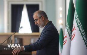 Iranian Foreign Ministry Spokesman Naser Kanaani speaks in his weekly press conference in Tehran, Iran, May 8, 2023. Majid Asgaripour/WANA (West Asia News Agency)