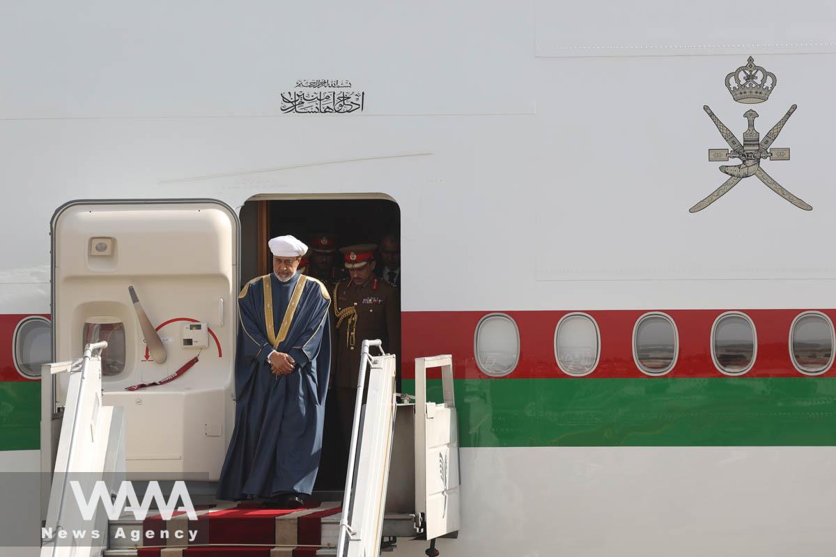 Oman's Sultan Haitham bin Tariq arrives at Mehrabad Airport in Tehran, Iran May 28, 2023. Majid Asgaripour/WANA (West Asia News Agency)