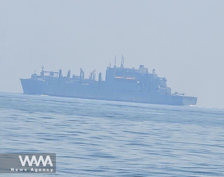 Surveillance images of the American ship Hamilton while passing through the Strait of Hormuz. IRGC PR / WANA News Agency