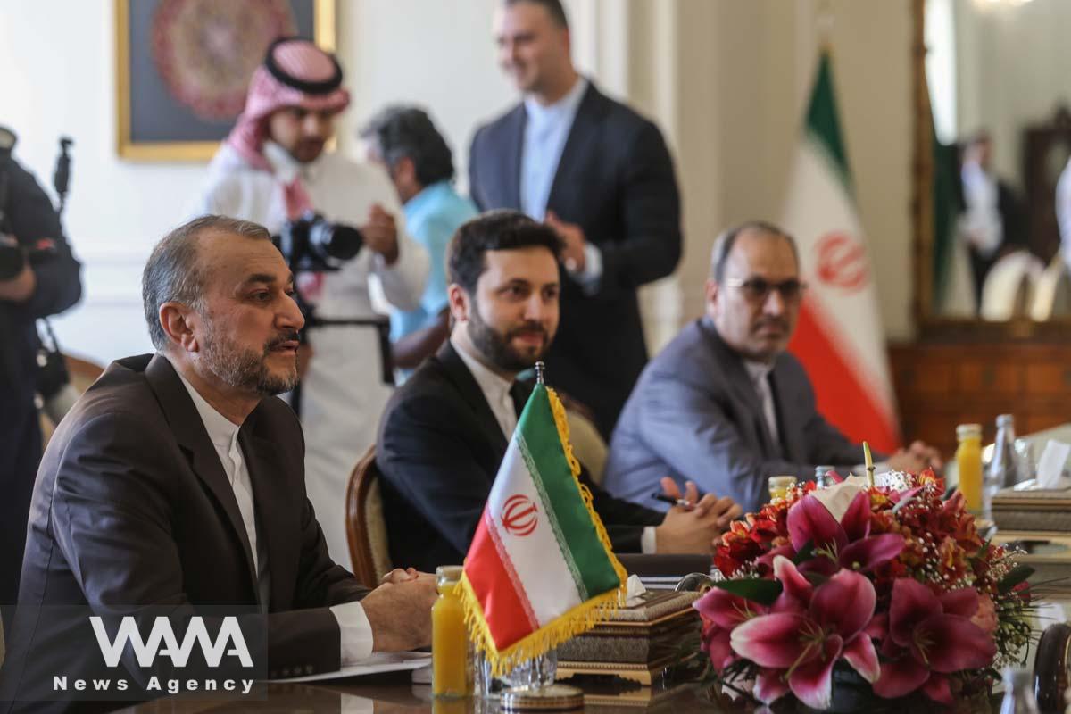 Iranian Foreign Minister Hossein Amir-Abdollahian attends a meeting with Saudi Arabia's Foreign Minister Prince Faisal bin Farhan Al Saud (not pictured), in Tehran, Iran June 17, 2023. Majid Asgaripour/WANA (West Asia News Agency)