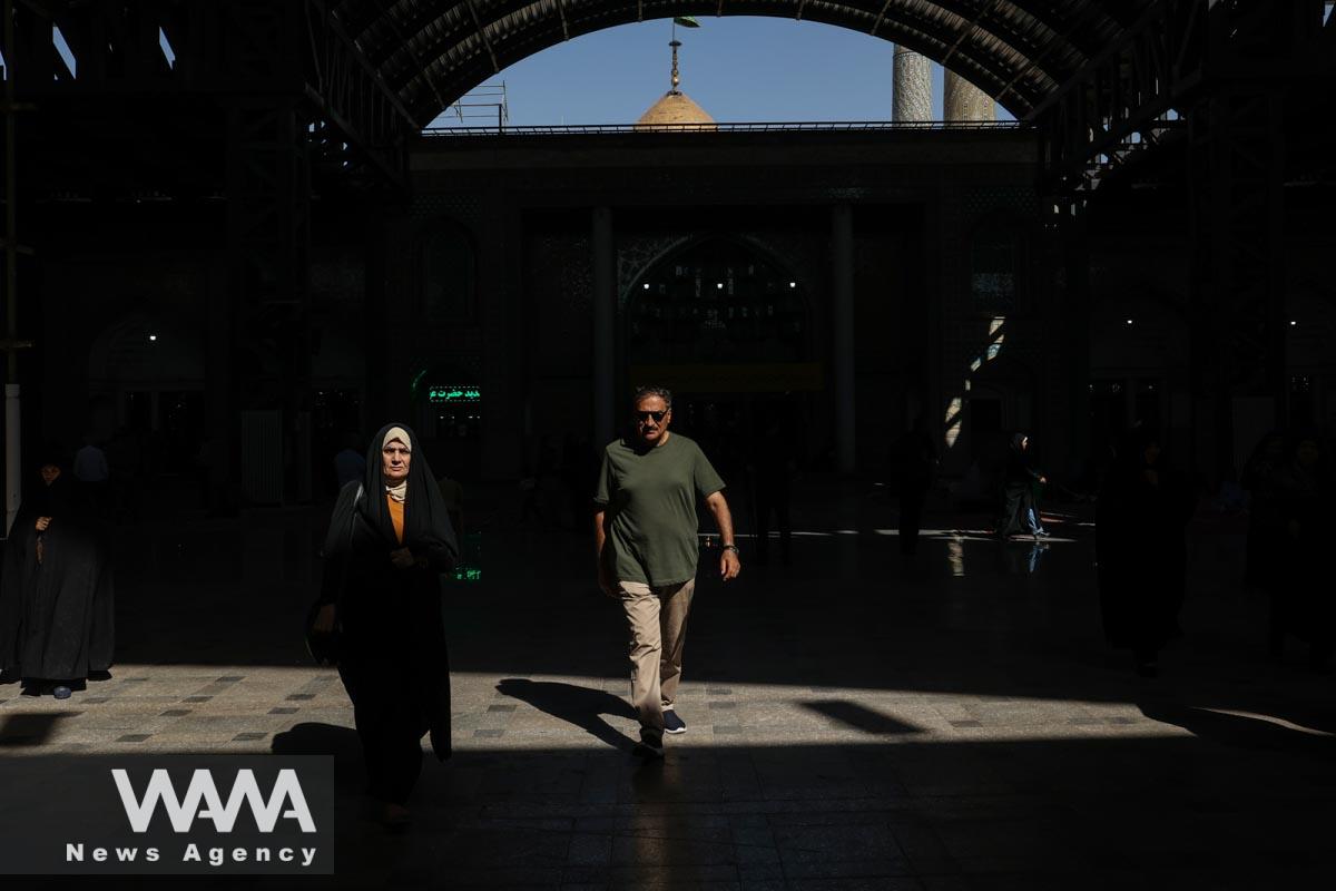 Iranian enter a mosque to pray on Eid al-Adha at the shrine of Abdol-Azim in Tehran, Iran June 29, 2023. Majid Asgaripour/WANA (West Asia News Agency)