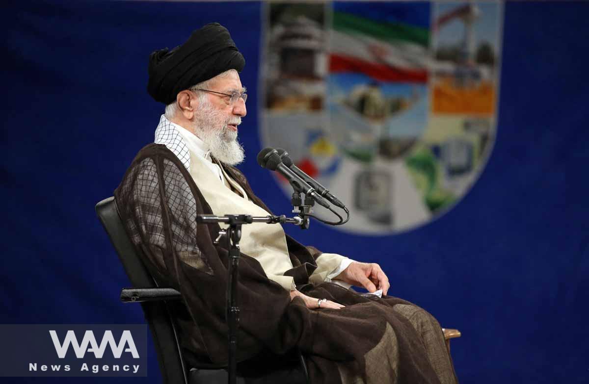 Iran's Supreme Leader Ayatollah Ali Khamenei speaks during a meeting with nuclear scientists and personnel of the Atomic Energy Organization of Iran (AEOI), in Tehran, Iran June 11, 2023. Office of the Iranian Supreme Leader/WANA (West Asia News Agency)