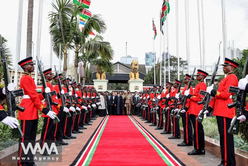 Iran's President Ebrahim Raisi leaves after laying a wreath at the Mzee Jomo Kenyatta's mausoleum in Nairobi, Kenya, July 12, 2023. Iran's Presidency/WANA (West Asia News Agency)