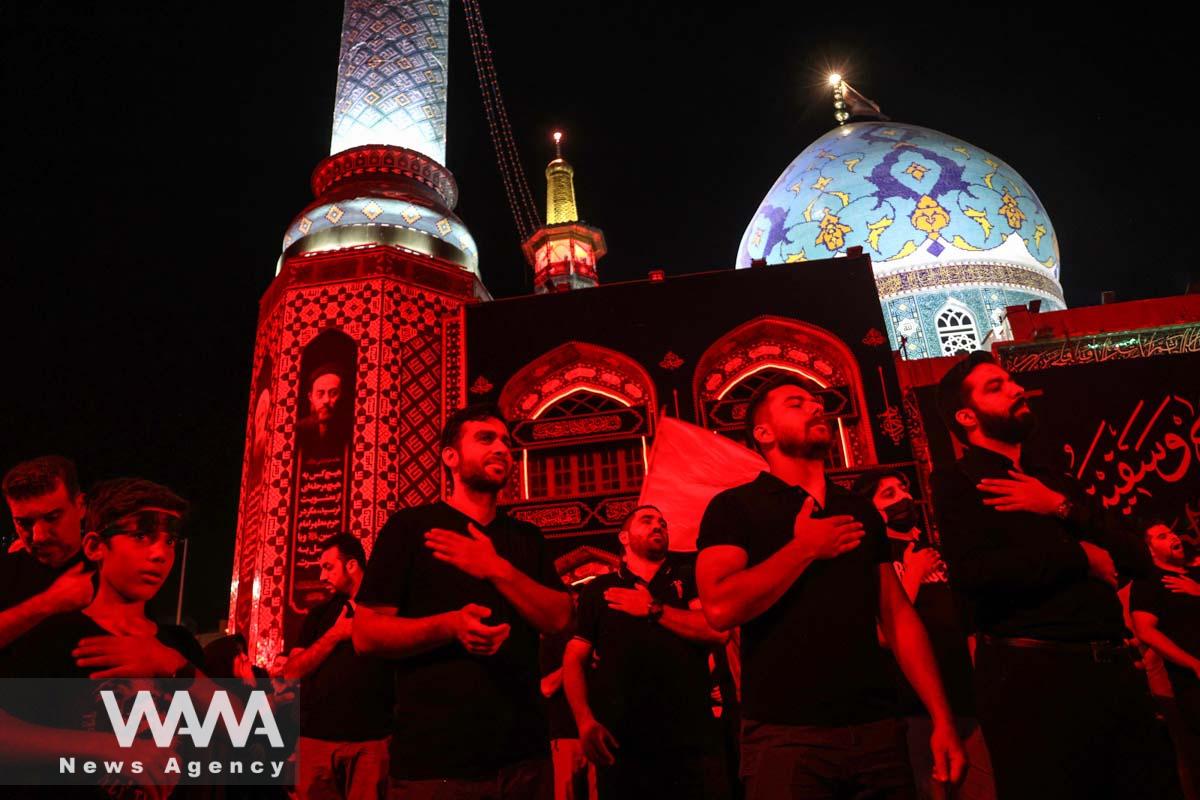 Iranian Shi'ite Muslims take part in a mourning ritual ahead of Ashura, the holiest day on the Shi'ite Muslim calendar in Tehran, Iran July 26, 2023. Majid Asgaripour/WANA (West Asia News Agency)