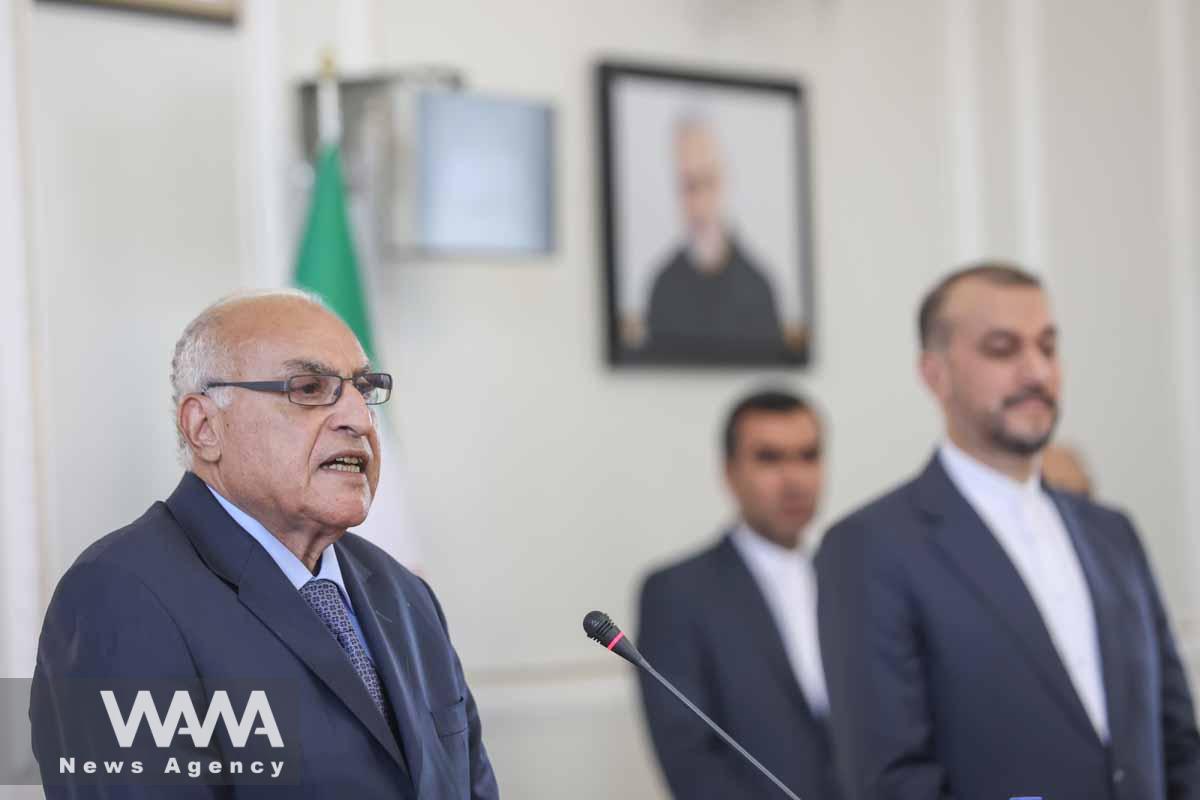 Algeria's Foreign Minister Ahmed Attaf speaks on during a joint news conference with Iran's Foreign Minister Hossein Amir-Abdollahian, in Tehran, Iran July 8, 2023. Majid Asgaripour/WANA (West Asia News Agency)