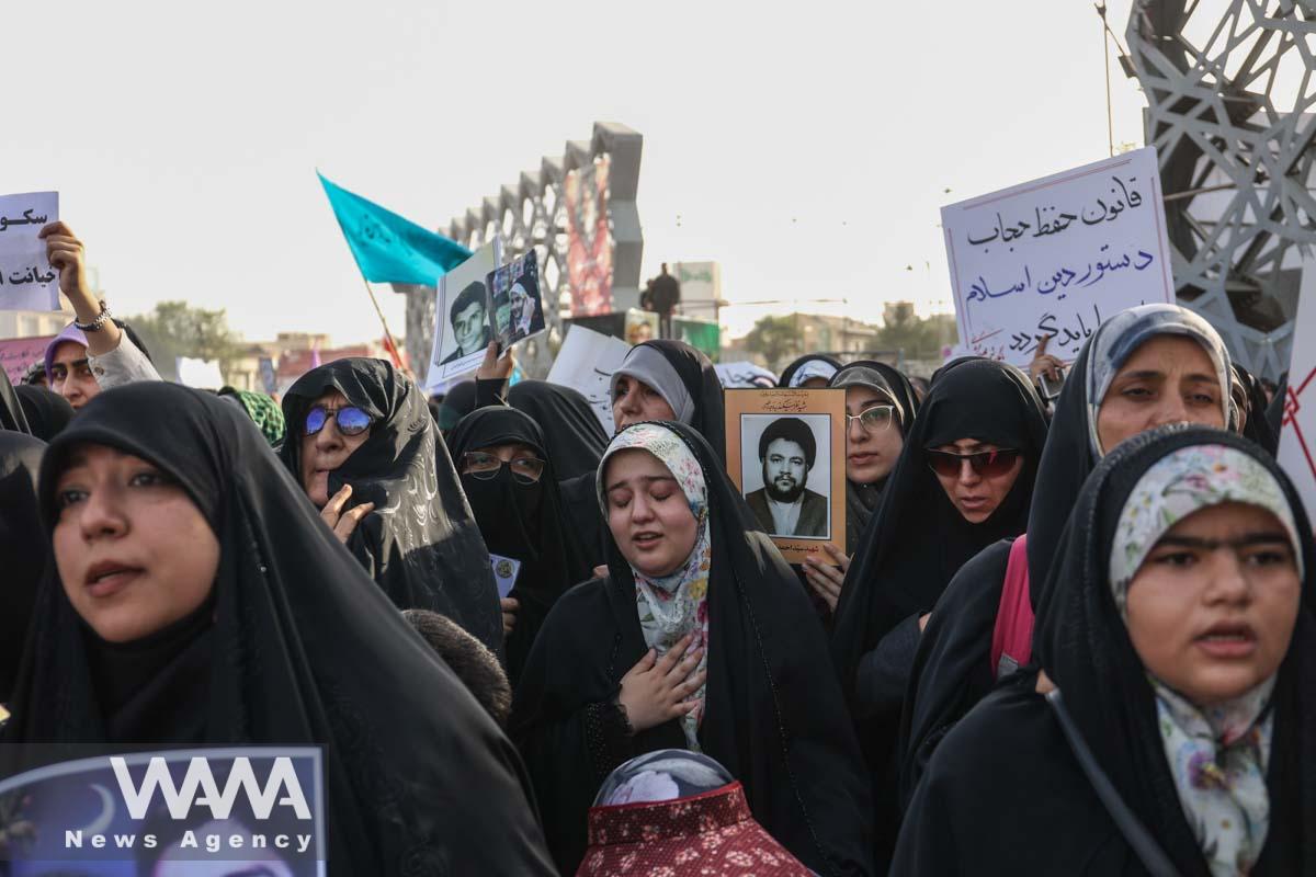 People attend the gathering of Islamic hijab supporters in Tehran, Iran July 12, 2023. Majid Asgaripour/WANA (West Asia News Agency)