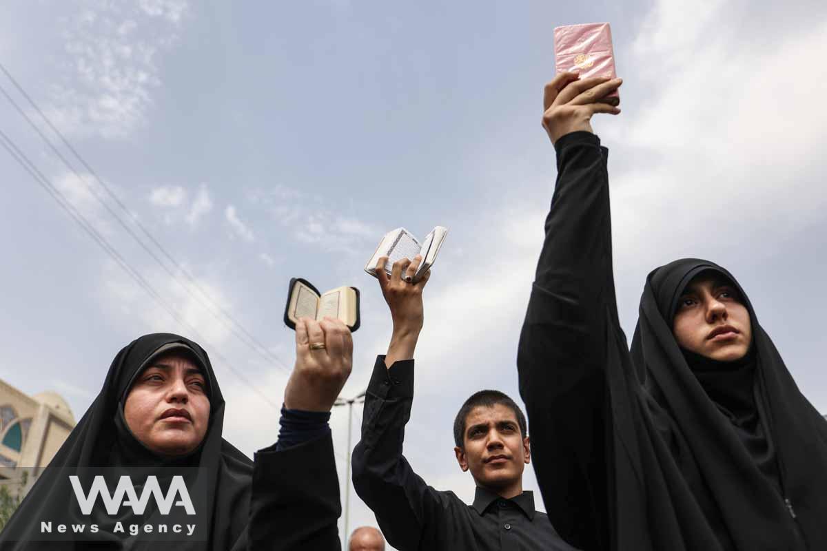 Demonstrators take part in a protest, against the insult to the Koran in Stockholm, in Tehran, Iran July 21, 2023. Majid Asgaripour/WANA (West Asia News Agency)