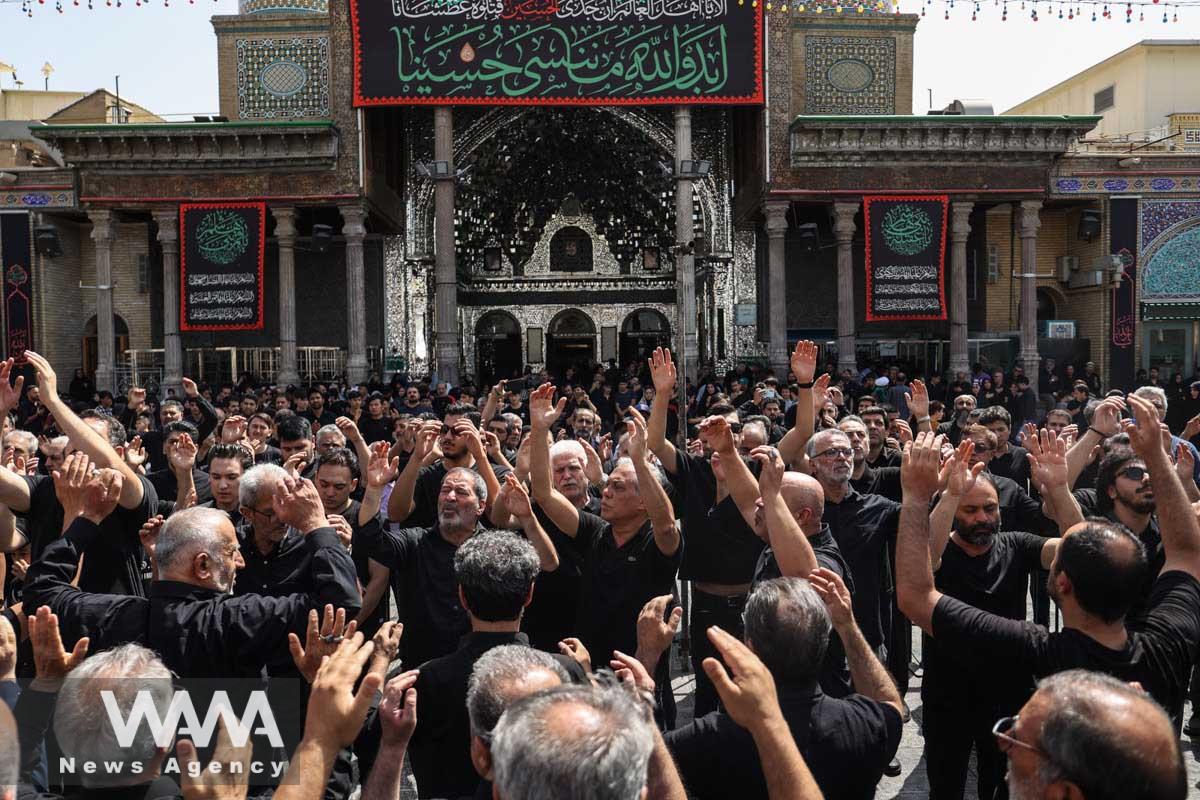Iranian Shi'ite Muslims mourn during a ceremony to mark Ashura, the holiest day on the Shi'ite Muslim calendar, in Tehran, Iran July 28, 2023. Majid Asgaripour/WANA (West Asia News Agency)