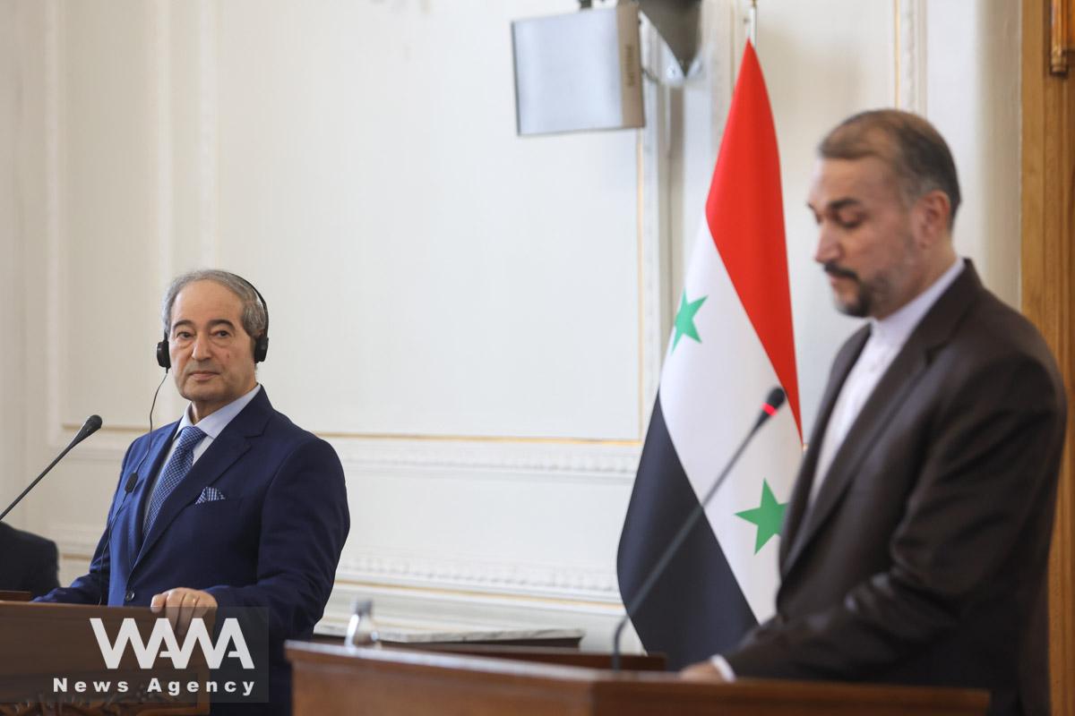 Syrian Foreign Minister Faisal Mekdad looks during a joint news conference with his Iranian counterpart Hossein Amir-Abdollahian in Tehran, Iran July 31, 2023. Majid Asgaripour/WANA (West Asia News Agency)