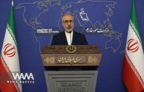 Iranian Foreign Ministry Spokesman Naser Kanaani speaks in his weekly press conference in Tehran, Iran, August 14, 2023. Majid Asgaripour/WANA (West Asia News Agency)