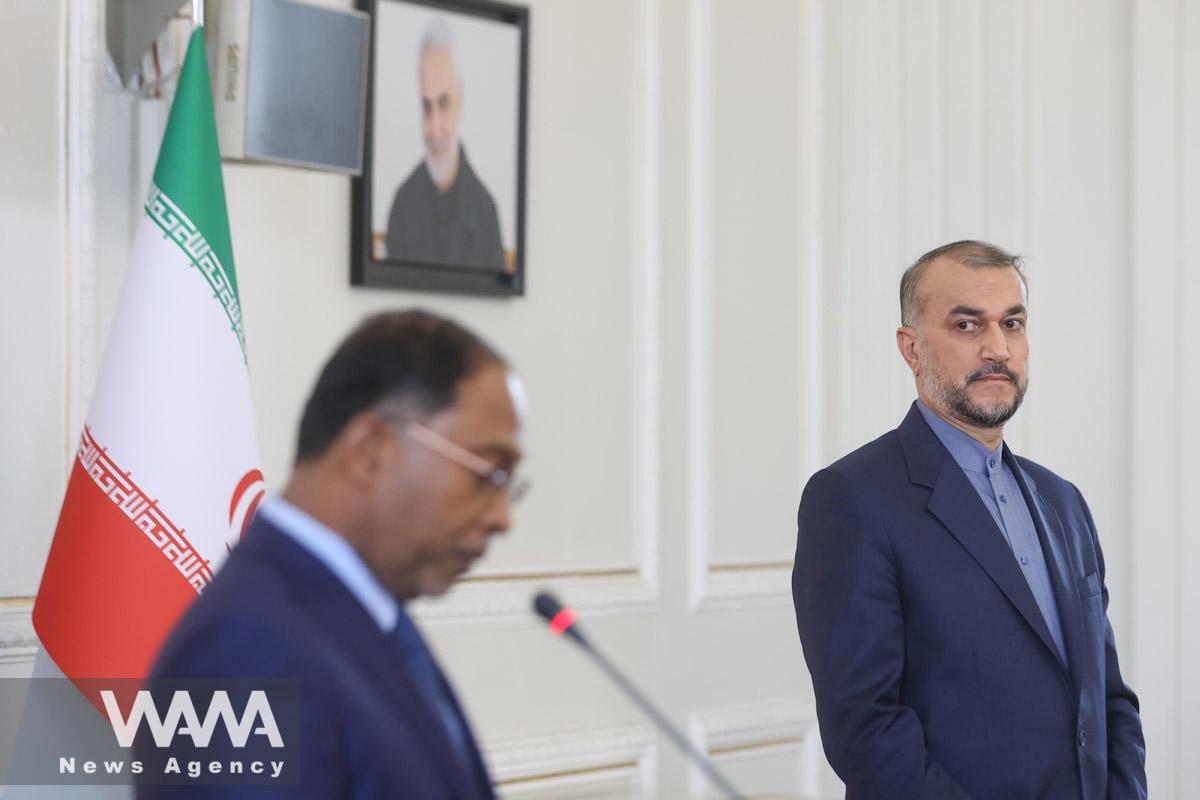 Iran's Foreign Minister Hossein Amir-Abdollahian and Malaysia's Foreign Minister Zambry Abdul Kadir attend a joint press conference, in Tehran, Iran, August 21, 2023. Majid Asgaripour/WANA (West Asia News Agency)