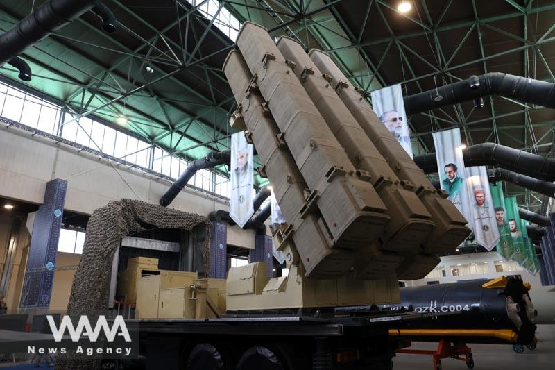 An Iranian missile system is seen during Iran's defence achievements exhibition in Tehran, Iran August 23, 2023. Majid Asgaripour/WANA (West Asia News Agency)