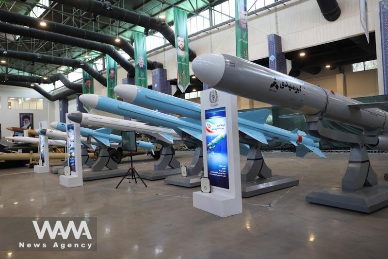 Iranian missiles are displayed during Iran's defence achievements exhibition in Tehran, Iran August 23, 2023. Majid Asgaripour/WANA (West Asia News Agency)