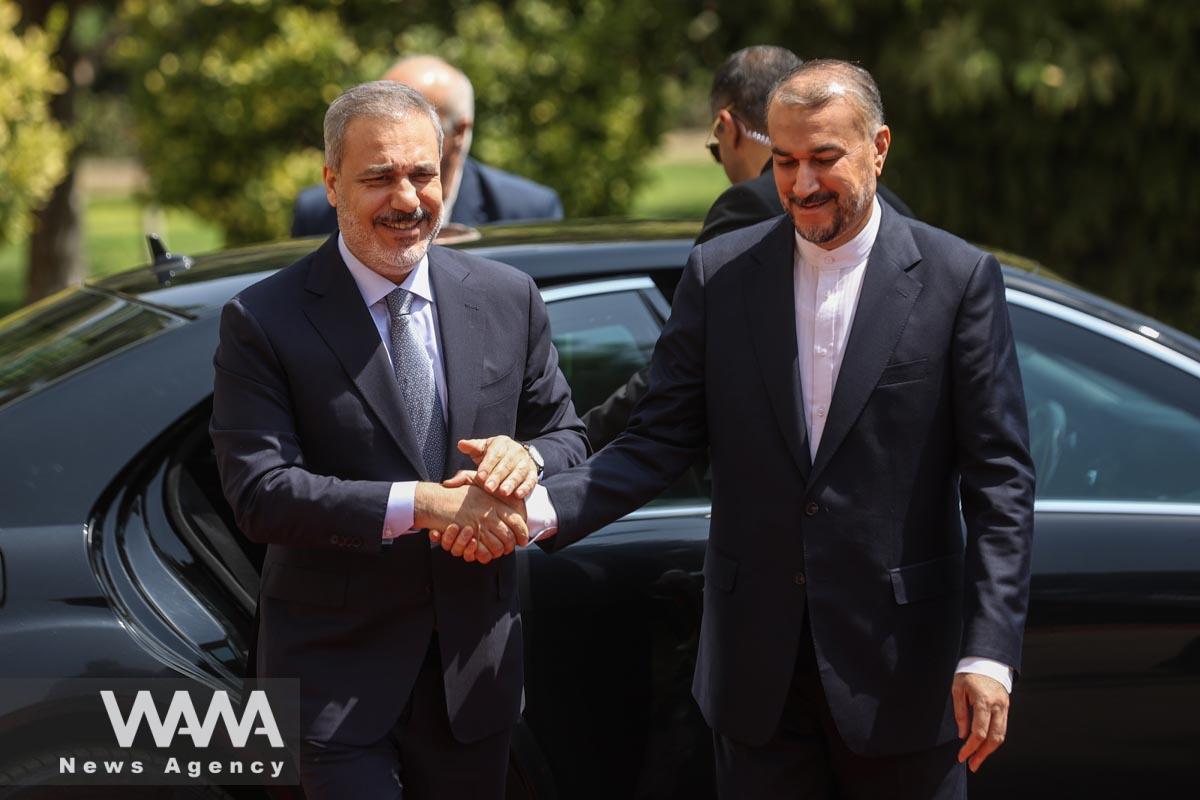 Iran's Foreign Minister Hossein Amir-Abdollahian meets with Turkish Foreign Minister Hakan Fidan, in Tehran, Iran September 3, 2023. Majid Asgaripour/WANA (West Asia News Agency)