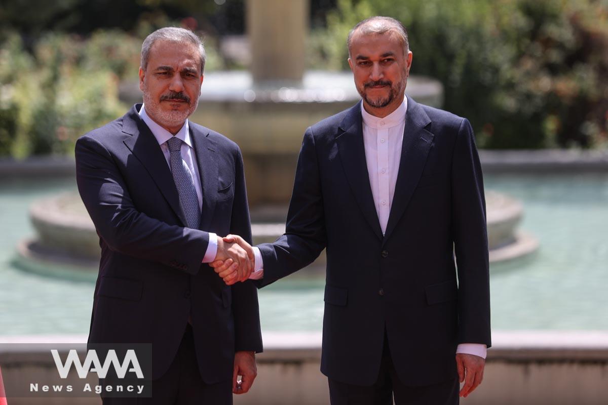 Iran's Foreign Minister Hossein Amir-Abdollahian meets with Turkish Foreign Minister Hakan Fidan, in Tehran, Iran September 3, 2023. Majid Asgaripour/WANA (West Asia News Agency)